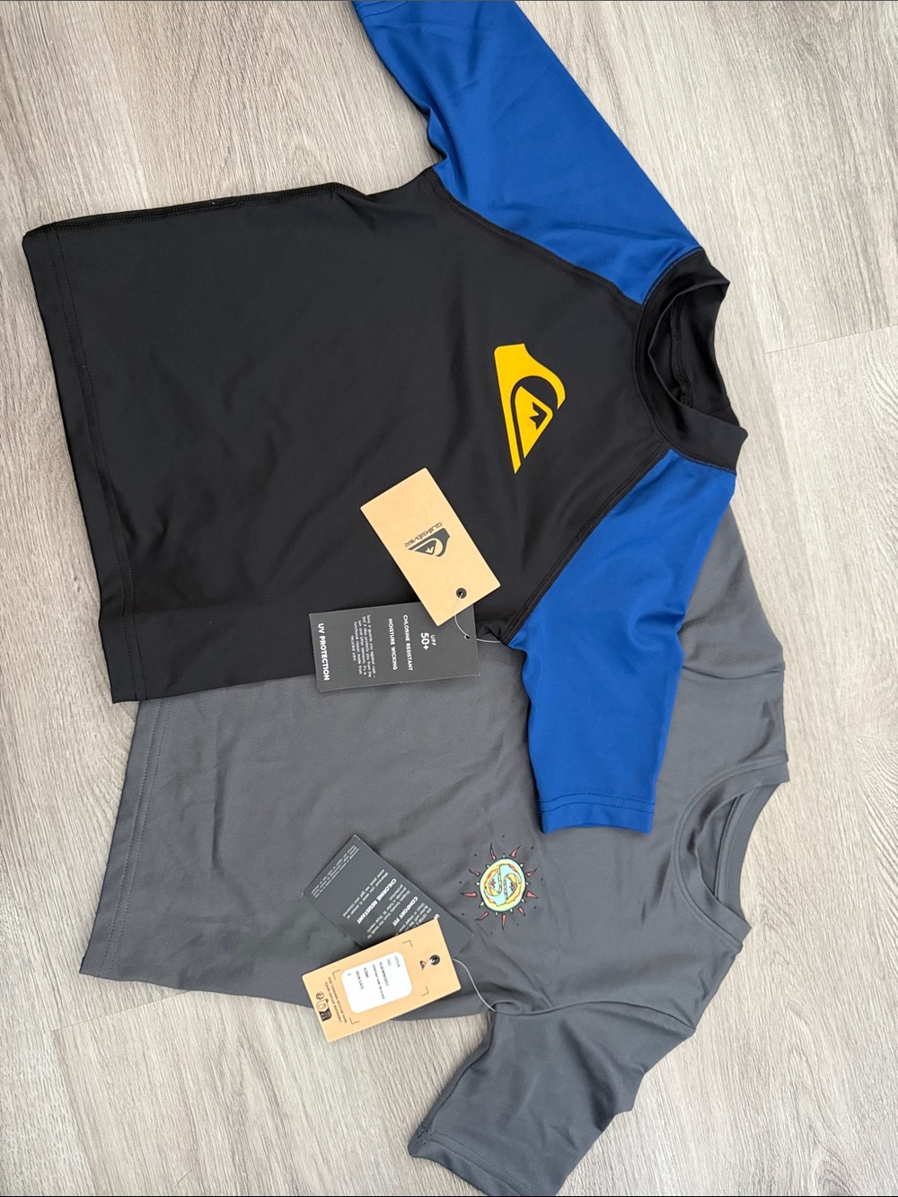 Quiksilver Black & Blue Raglan Crewneck with Yellow Logo